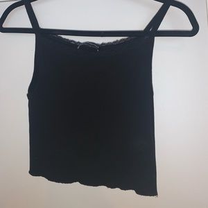 Brandy Melville Lace Neckline Tank Top - Black